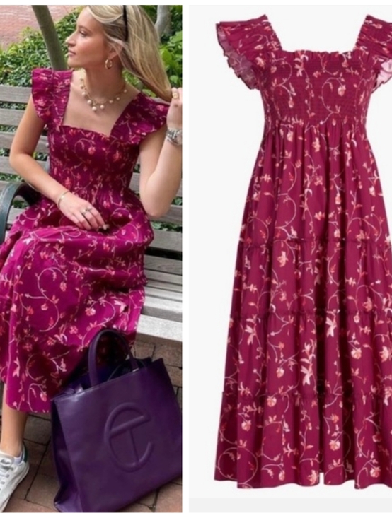 Hill House Dresses & Skirts - Hill House Home Ellie Nap Dress Burgundy Botanical Poplin Women's XS Preppy